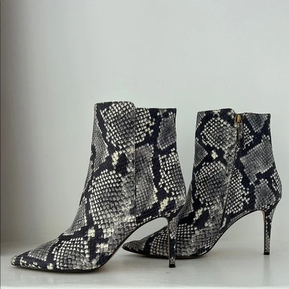J. Crew Black and Gray Ankle Booties with Snakeskin Pattern LIKE NEW - Picture 8 of 14